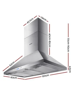 Devanti 1200MM Commercial Range Hood in Silver