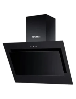 Devanti 900mm Glass Angled Range Hood in Black
