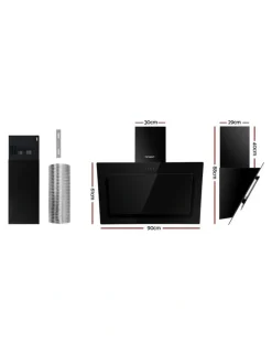 Devanti 900mm Glass Angled Range Hood in Black
