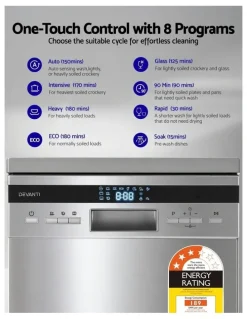 Devanti 10 Place Settings Freestanding Dishwasher oN Silver