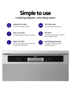 Devanti 14 Place Settings Freestanding Dishwasher 60cm in Sliver