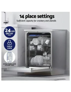 Devanti 14 Place Settings Freestanding Dishwasher 60cm in Sliver