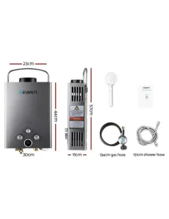 Devanti Portable Gas Water Heater LPG System Grey