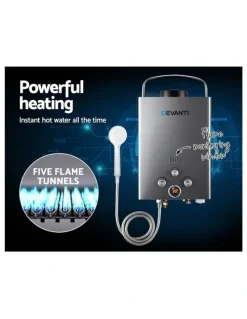 Devanti Portable Gas Water Heater LPG System Grey