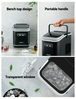 Devanti Portable Ice Maker Machine with Self Cleaning 12kg 1.3L in Black