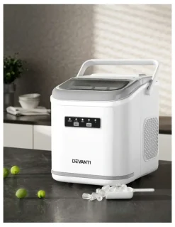Devanti Portable Ice Maker Machine with elf Cleaning 12kg 1.3L in White