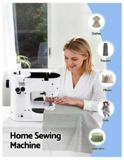 Devanti Portable Sewing Machine Kit Mini Sewing Machine 39 Stitches in White Black