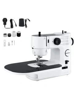 Devanti Portable Sewing Machine Kit Mini Sewing Machine 39 Stitches in White Black