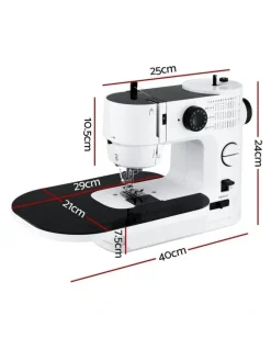 Devanti Portable Sewing Machine Kit Mini Sewing Machine 39 Stitches in White Black