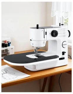 Devanti Portable Sewing Machine Kit Mini Sewing Machine 39 Stitches in White Black