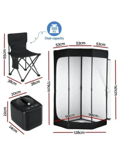 Devanti Portable Steam Sauna Tent 1000W 3L Steamer Pot in Black
