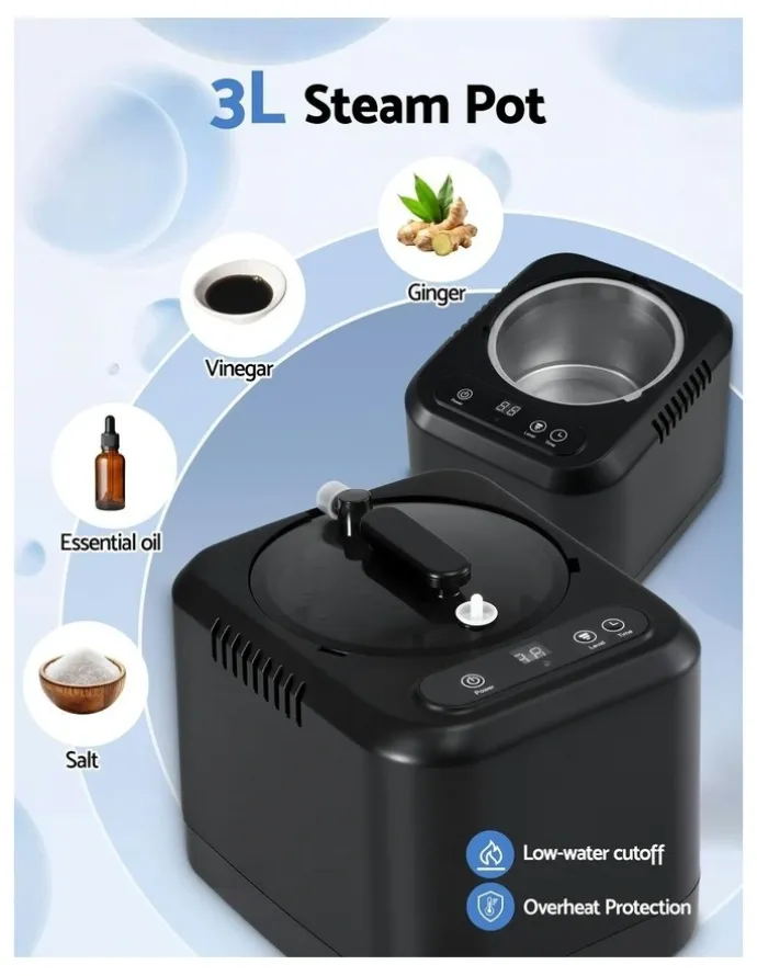 Devanti Portable Steam Sauna Tent 1000W 3L Steamer Pot in Black
