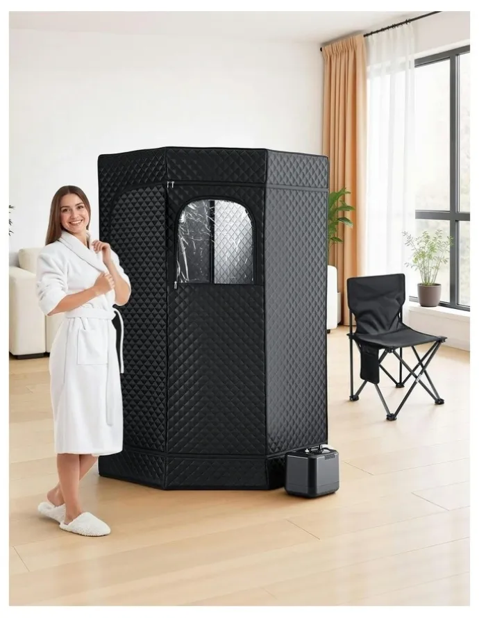 Devanti Portable Steam Sauna Tent 1000W 3L Steamer Pot in Black