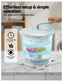 Devanti Portable Washing Machine Manual Spin Dryer in White