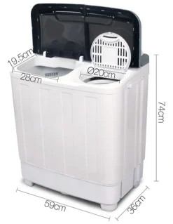 Devanti Portable Washing Machine Twin Tub 5kg in White