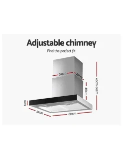 Devanti Range Hood 60cm Glass Kitchen Canopy Stainless Steel
