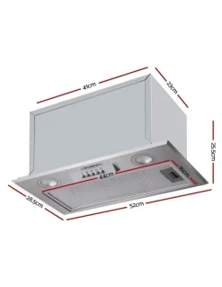 Devanti Range Hood Rangehood Undermount Built In Stainless Steel Canopy 52cm