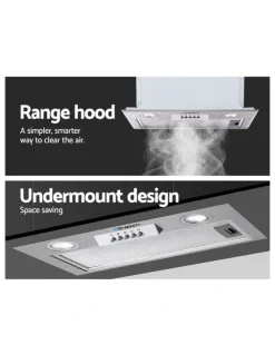 Devanti Range Hood Rangehood Undermount Built In Stainless Steel Canopy 52cm