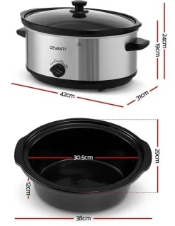 Devanti Slow Cooker 6.5L in Silver