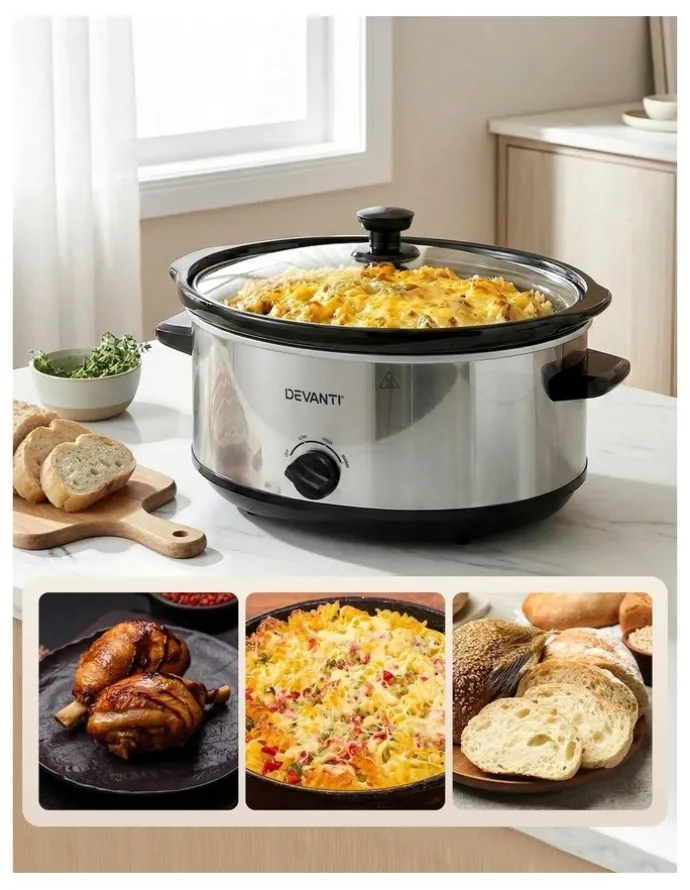 Devanti Slow Cooker 6.5L in Silver