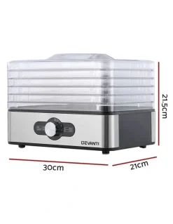 Devanti Stainless Steel Food Dehydrator 5 Trays