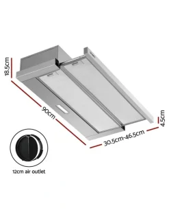Devanti Stainless Steel Slide Out Range Hood 900mm