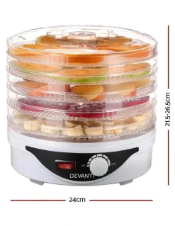 Devanti 5 Trays Food Dehydrator in White