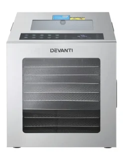 Devanti 10 Trays Stainless Steel Visible Glass Door 850W Food Dehydrator