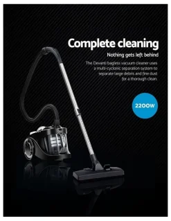 Devanti 2200W Bagless Vacuum Cleaner in Black