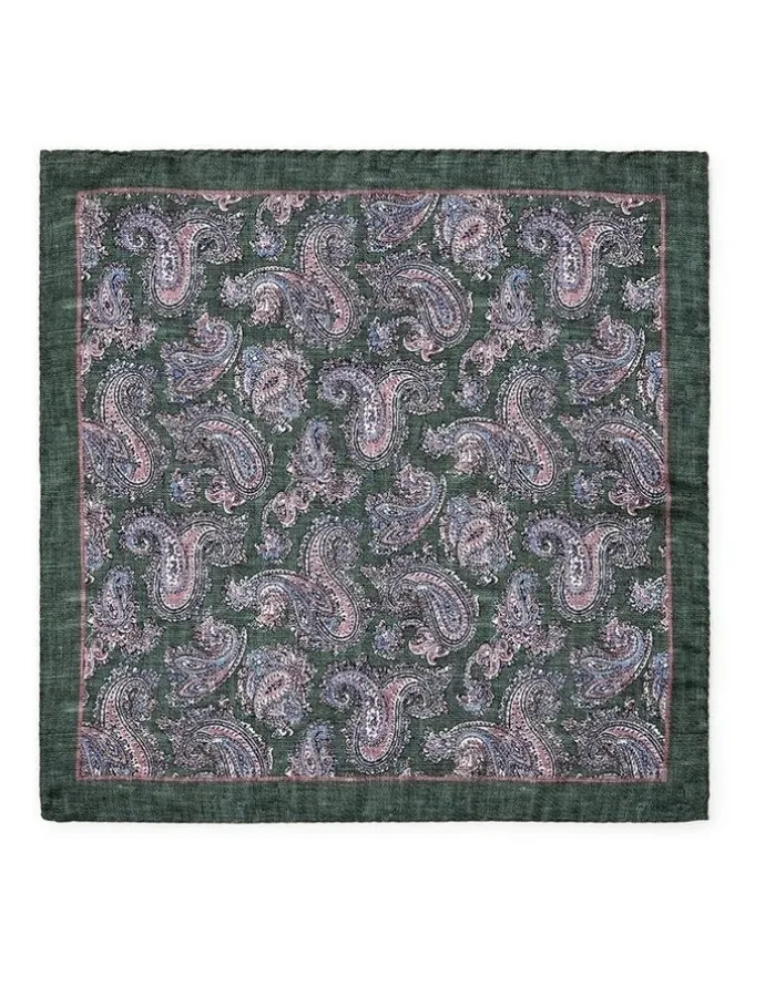 Dom Bagnato Oliva Paisley Silk Pochette In Olive