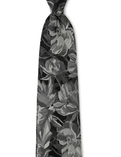 Dom Bagnato Peonia Grande Silk Tie In Black