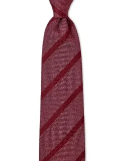 Dom Bagnato Tessuto A Righe Silk & Cotton Tie In Bordeaux