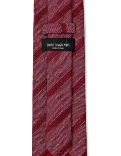 Dom Bagnato Tessuto A Righe Silk & Cotton Tie In Bordeaux