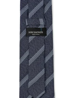 Dom Bagnato Tessuto A Righe Silk & Cotton Tie In Navy