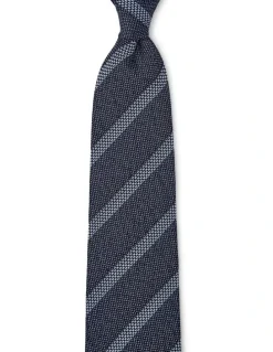 Dom Bagnato Tessuto A Righe Silk & Cotton Tie In Navy