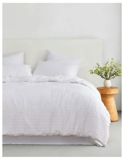 Dreamaker Aubrey Jacquard Quilt Cover Set in White