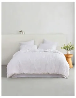 Dreamaker Aubrey Jacquard Quilt Cover Set in White