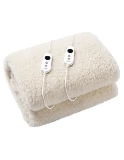 Dreamaker Australian Wool Fleece Electric Blanket in Cream