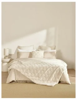 Dreamaker Basketweave Faux Fur Throw Blanket in Cream
