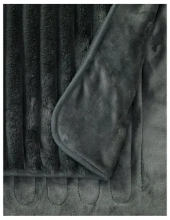 Dreamaker Chunky Embossed Fleece Heated Throw in Charcoal