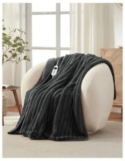 Dreamaker Chunky Embossed Fleece Heated Throw in Charcoal