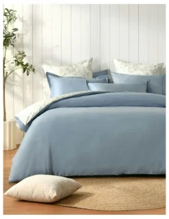 Dreamaker Cotton Reversible Odette Quilt Cover Set in Blue