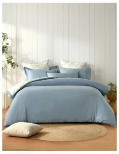 Dreamaker Cotton Reversible Odette Quilt Cover Set in Blue