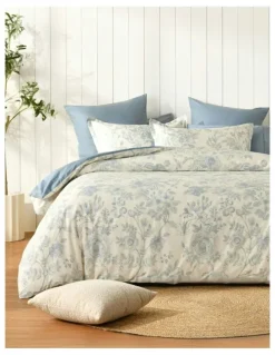 Dreamaker Cotton Reversible Odette Quilt Cover Set in Blue