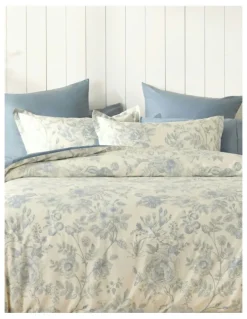 Dreamaker Cotton Reversible Odette Quilt Cover Set in Blue