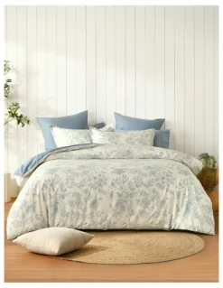 Dreamaker Cotton Reversible Odette Quilt Cover Set in Blue