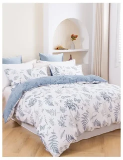Dreamaker Daphne Pure Cotton Reversible Quilt Cover Set in White