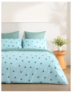 Dreamaker Dreamaker Pippa Reversible Quilt Cover Set in Sky/Green