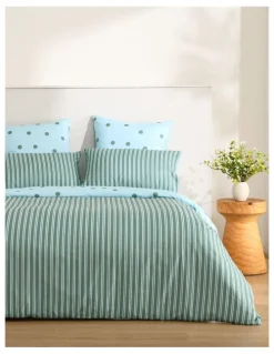 Dreamaker Dreamaker Pippa Reversible Quilt Cover Set in Natural/Chocolate
