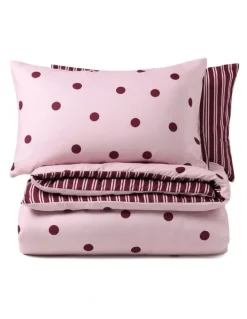Dreamaker Dreamaker Pippa Reversible Quilt Cover Set in Pink/Plum